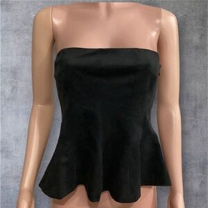 Zara NWT Peplum Bandeau Strapless Top Faux Suede Size Medium